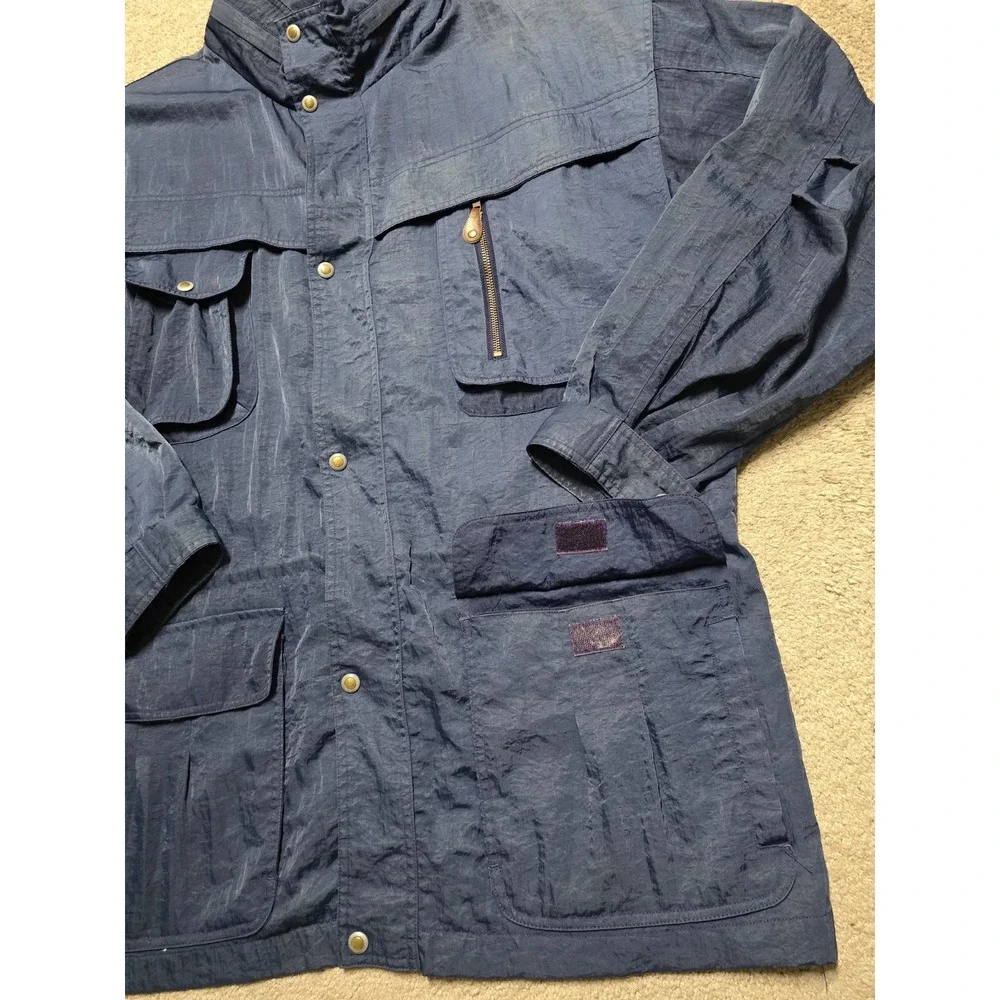 Vintage Mountaintek Utility‎ Jacket Mens XL Blue Mountain Parka Retractable Hood